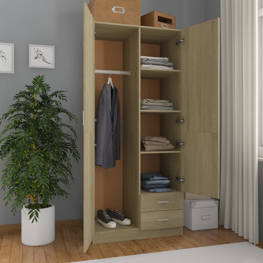 

vidaXL Kledingkast 80x52x180 cm spaanplaat sonoma eikenkleurig