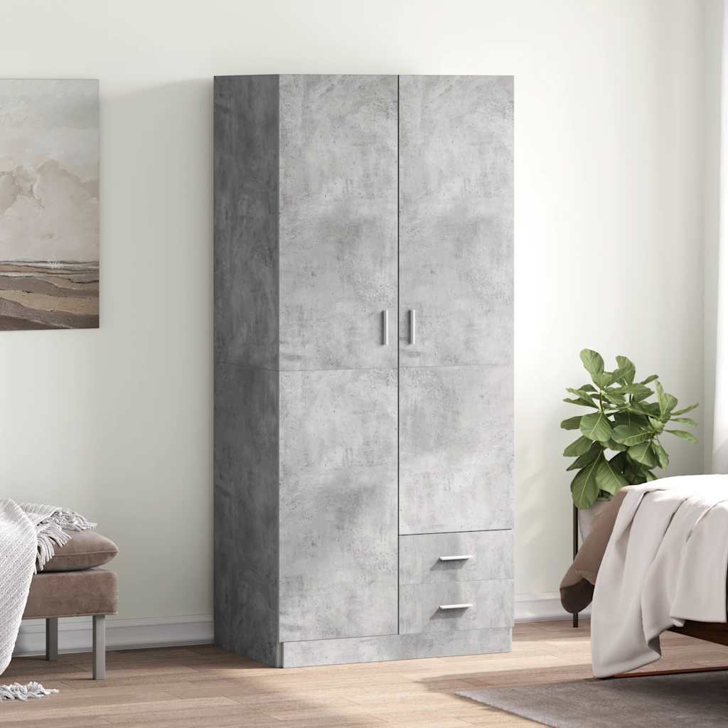 vidaXL Șifonier, gri beton, 80x52x180 cm, lemn prelucrat