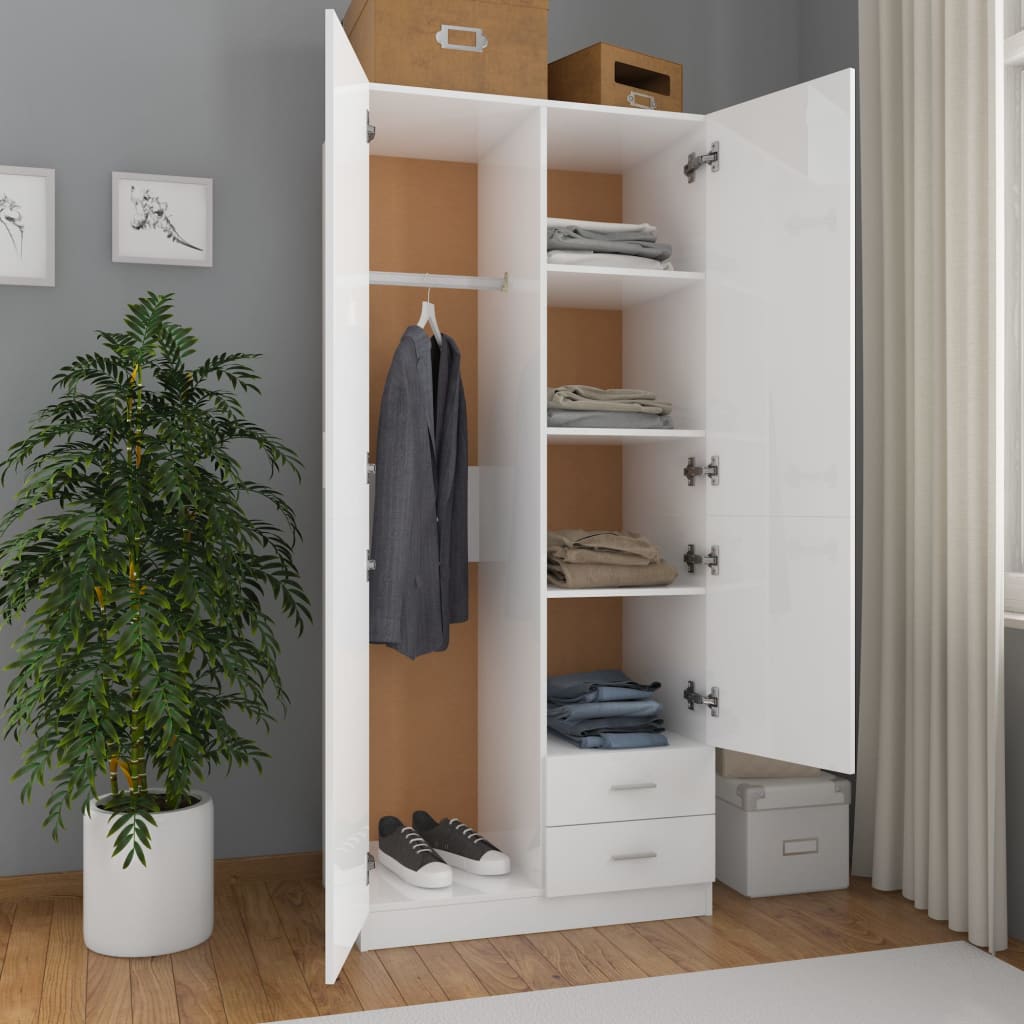 vidaXL Kleiderschrank Hochglanz-Weiß 80x52x180 cm Holzwerkstoff