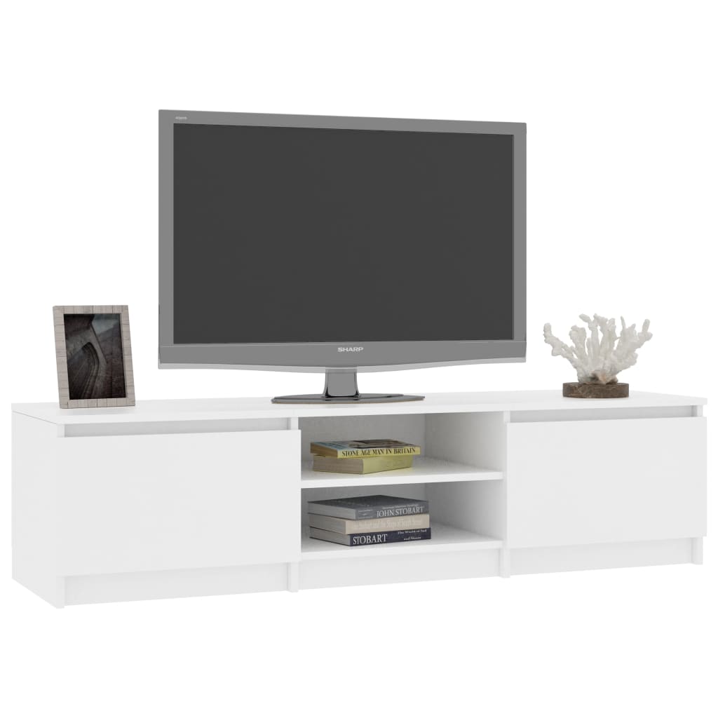 Meuble TV Blanc 140x40x35,5 cm Bois d’ingénierie | meublestv.fr 4