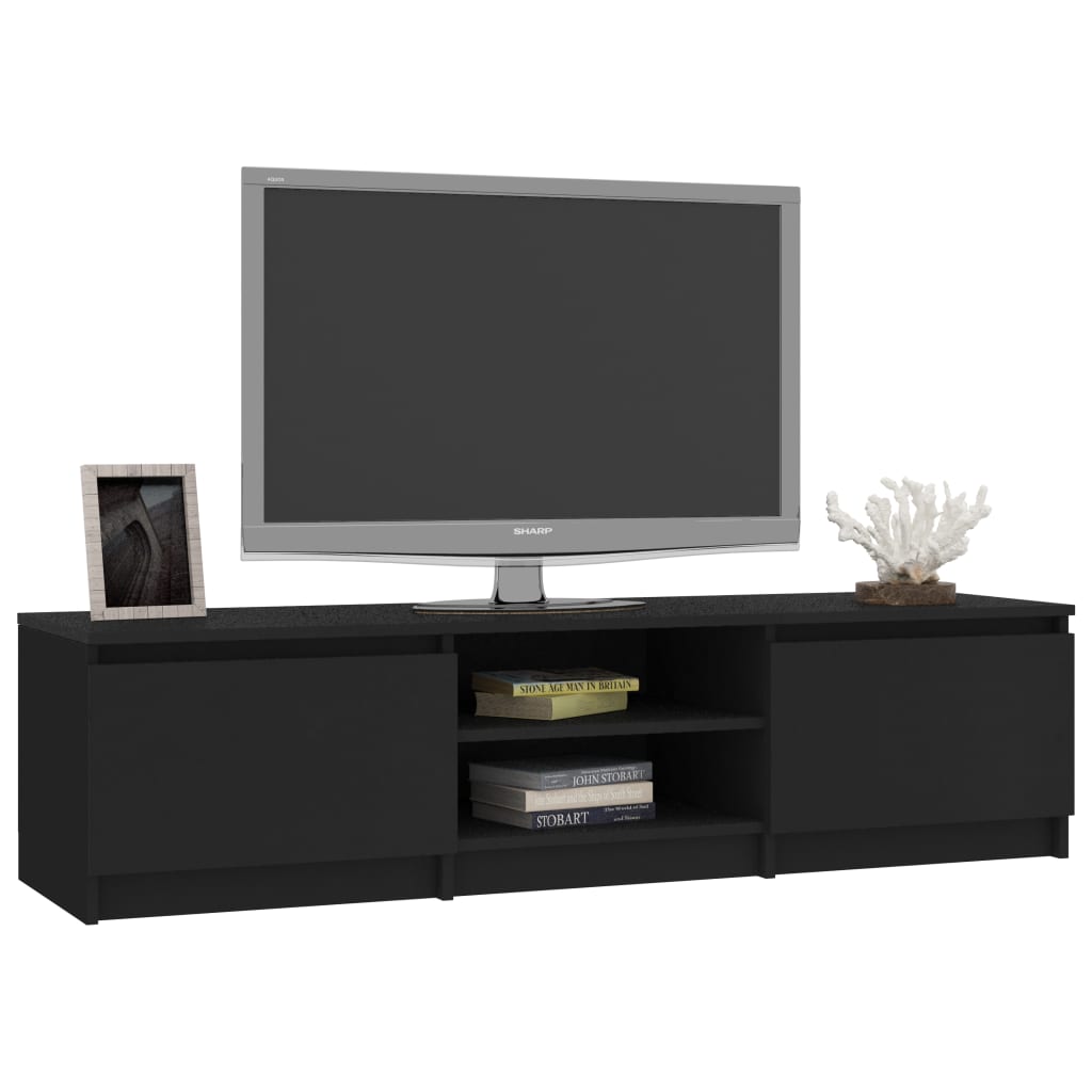 Meuble TV Noir 140x40x35,5 cm Aggloméré | meublestv.fr 4