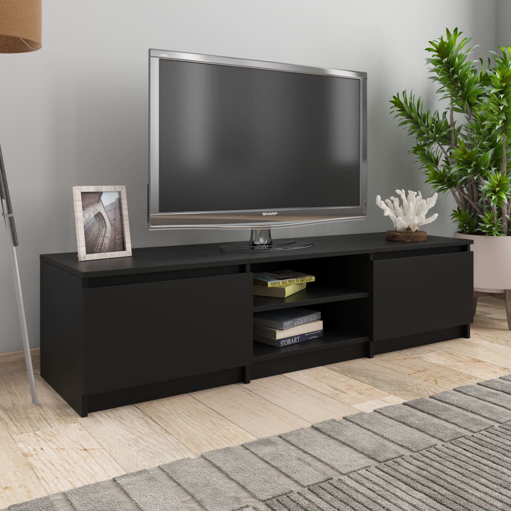 Meuble TV Noir 140x40x35,5 cm Aggloméré | meublestv.fr 2
