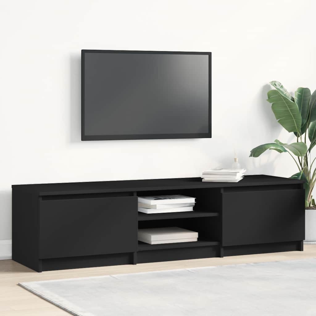 vidaXL Szafka pod TV, czarna, 140x40x35,5 cm, materia� drewnopochodny