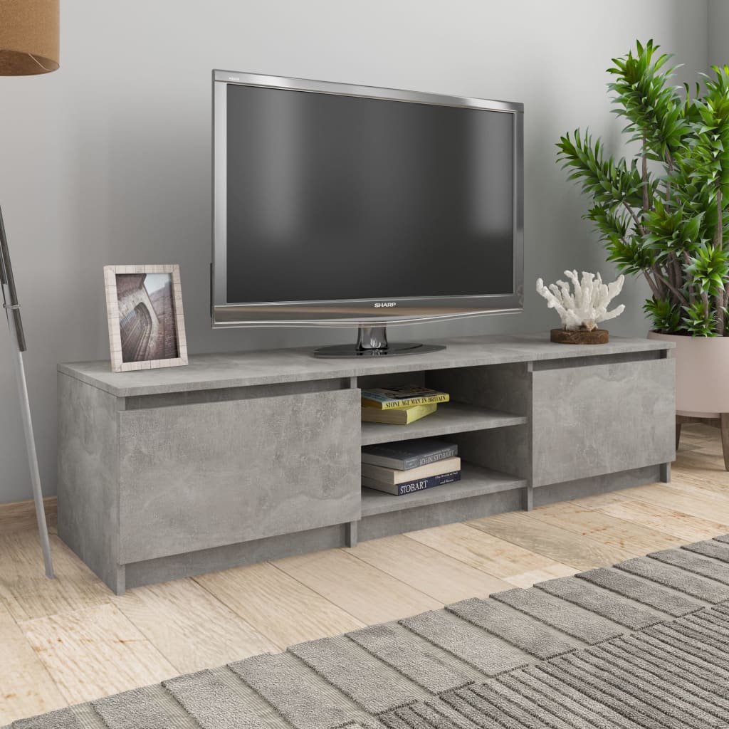 Comodă TV, gri beton, 140 x 40 x 35,5 cm, PAL