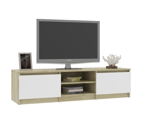 vidaXL TV-benk hvit og sonoma eik 140x40x35,5 cm konstruert tre