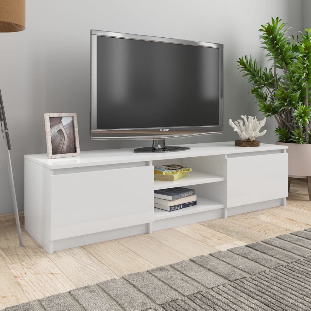 vidaXL Szafka pod TV, wysoki poysk, biaa, 140x40x35,5 cm