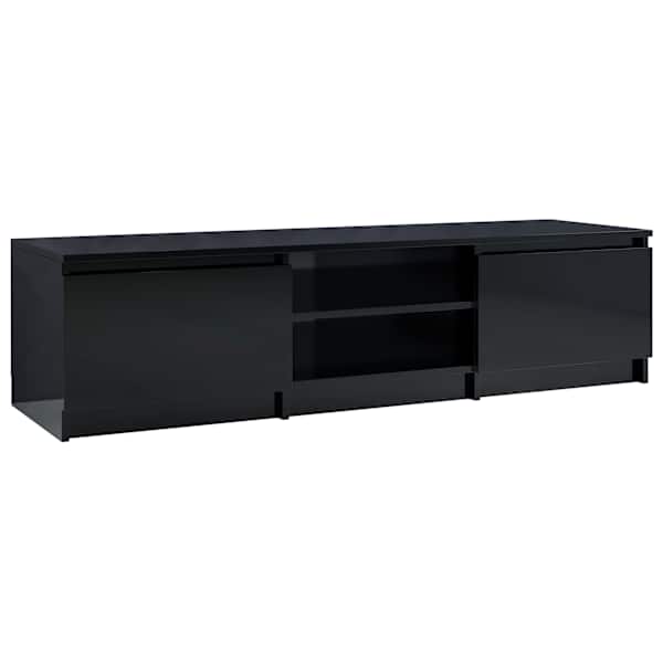 vidaXL telerikapp, k&otilde;rgl&auml;ikega must, 140 x 40 x 35,5, puitlaastplaat