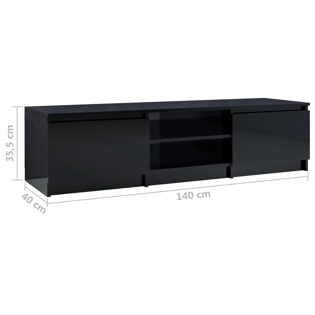 Meuble TV Noir brillant 140x40x35,5 cm Aggloméré | meublestv.fr 8