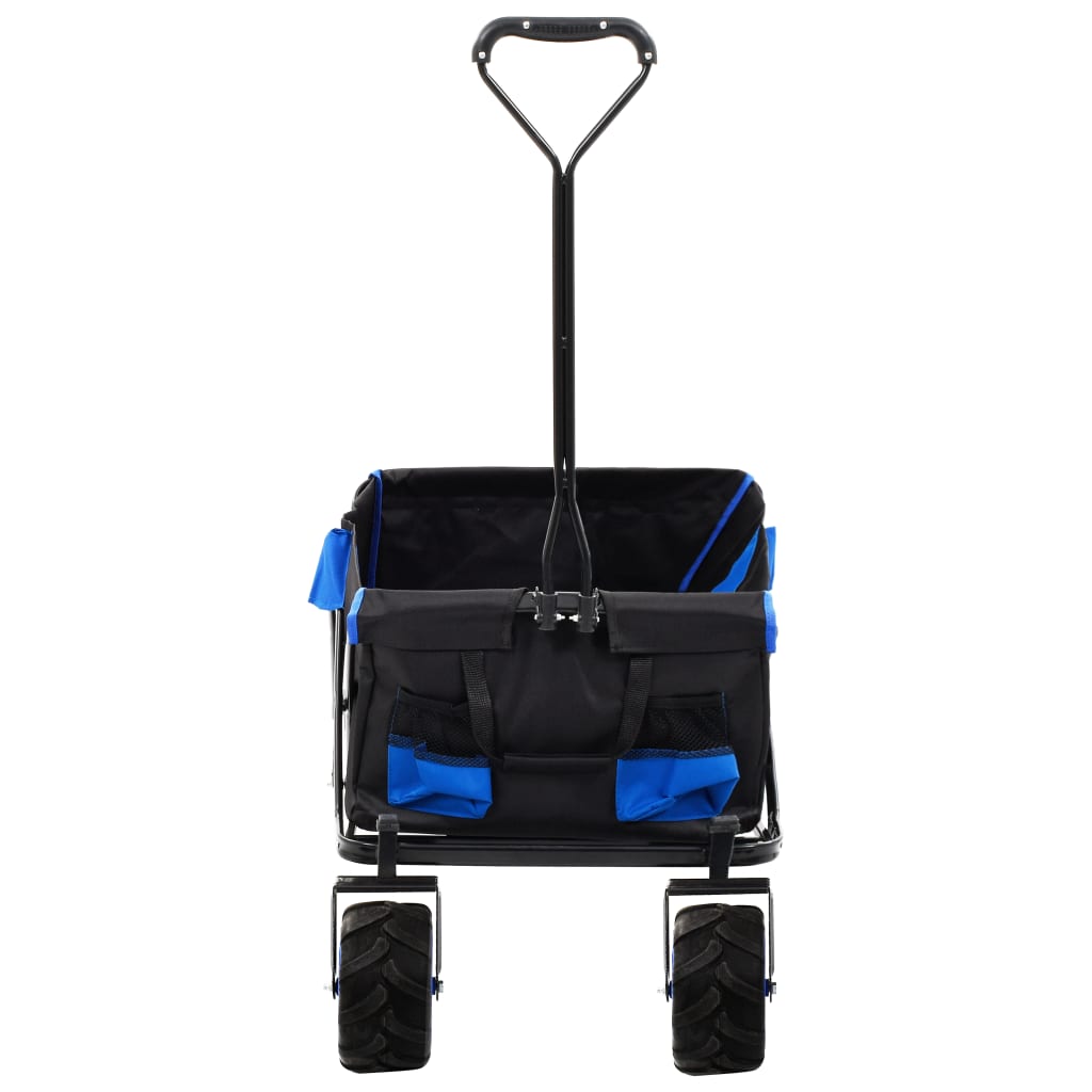 vidaXL Chariot à main pliable Métal Bleu et noir