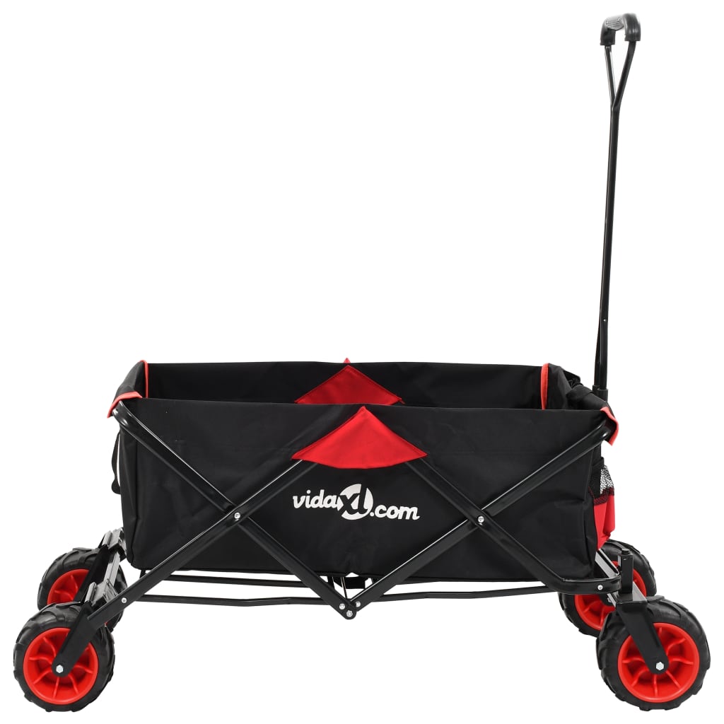 vidaXL Skládací ruční vozík kov červeno-černý
