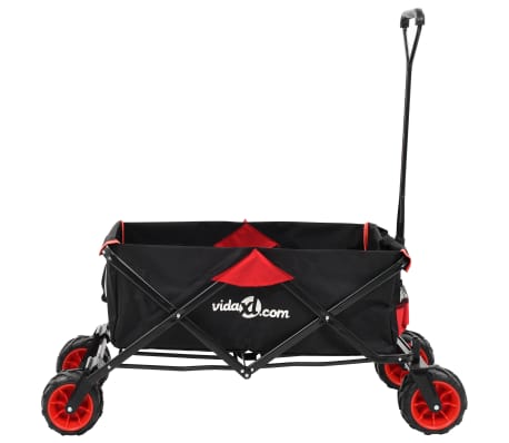 vidaXL Skládací ruční vozík kov červeno-černý