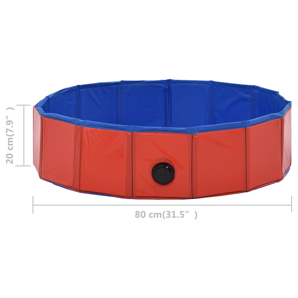 Piscina Per Cani Pieghevole Rossa 80x20 Cm In PVC VidaXL 20 width=274