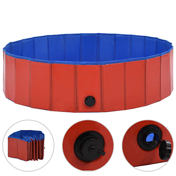 vidaXL kokkupandav koertebassein, punane, 120 x 30 cm, PVC
