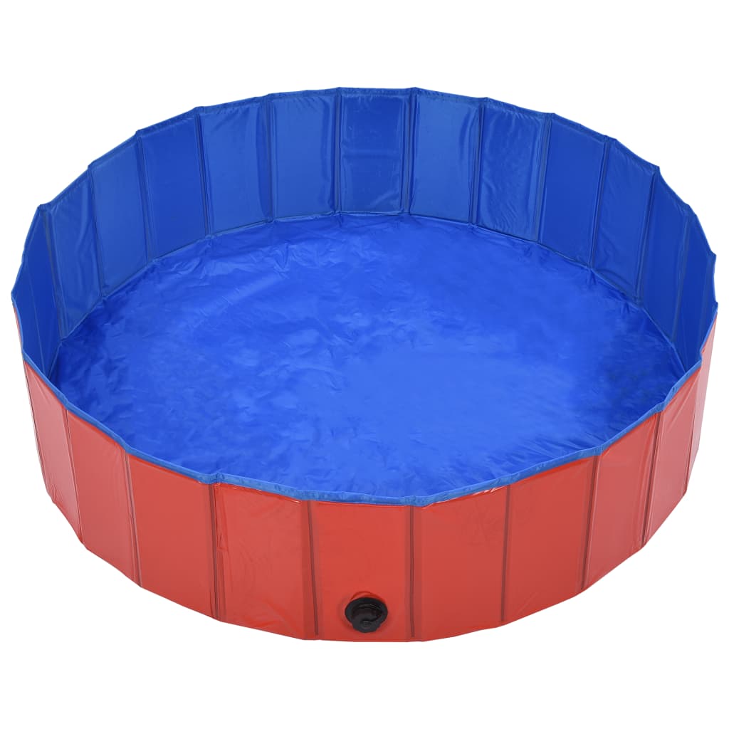 vidaXL Foldable Dog Swimming Pool Red 47.2"x11.8" PVC