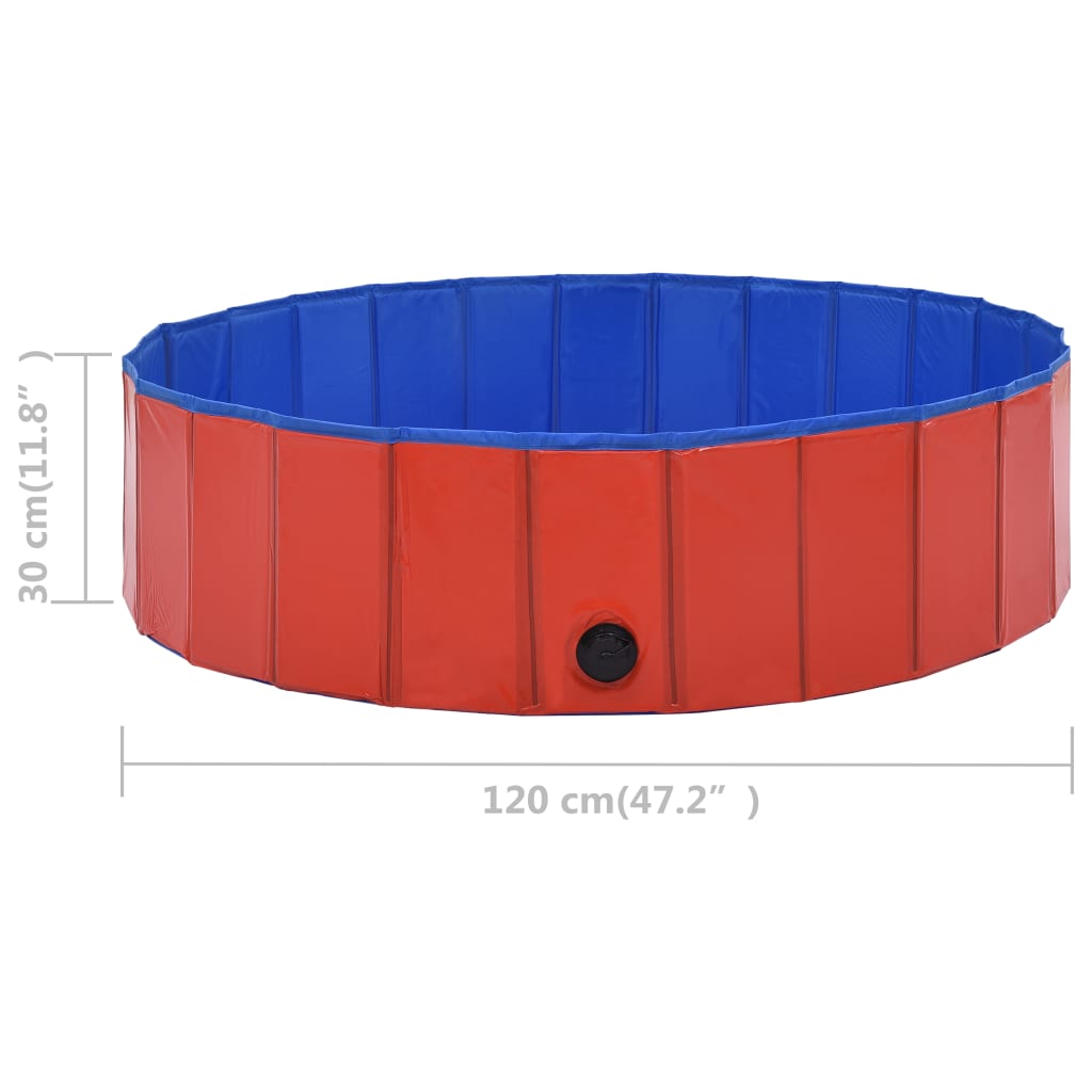 Piscine pliable et résistante rouge pour chiens en PVC - 120x30 cm