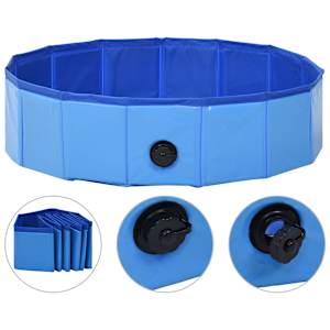 vidaXL kokkupandav koertebassein, sinine, 80 x 20 cm, PVC
