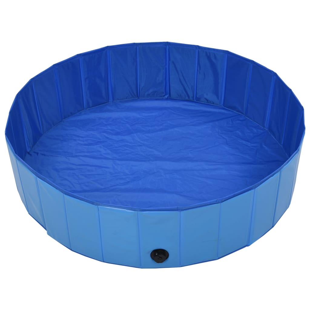 Piscine pliable et résistante bleu pour chiens en PVC - 120x30 cm
