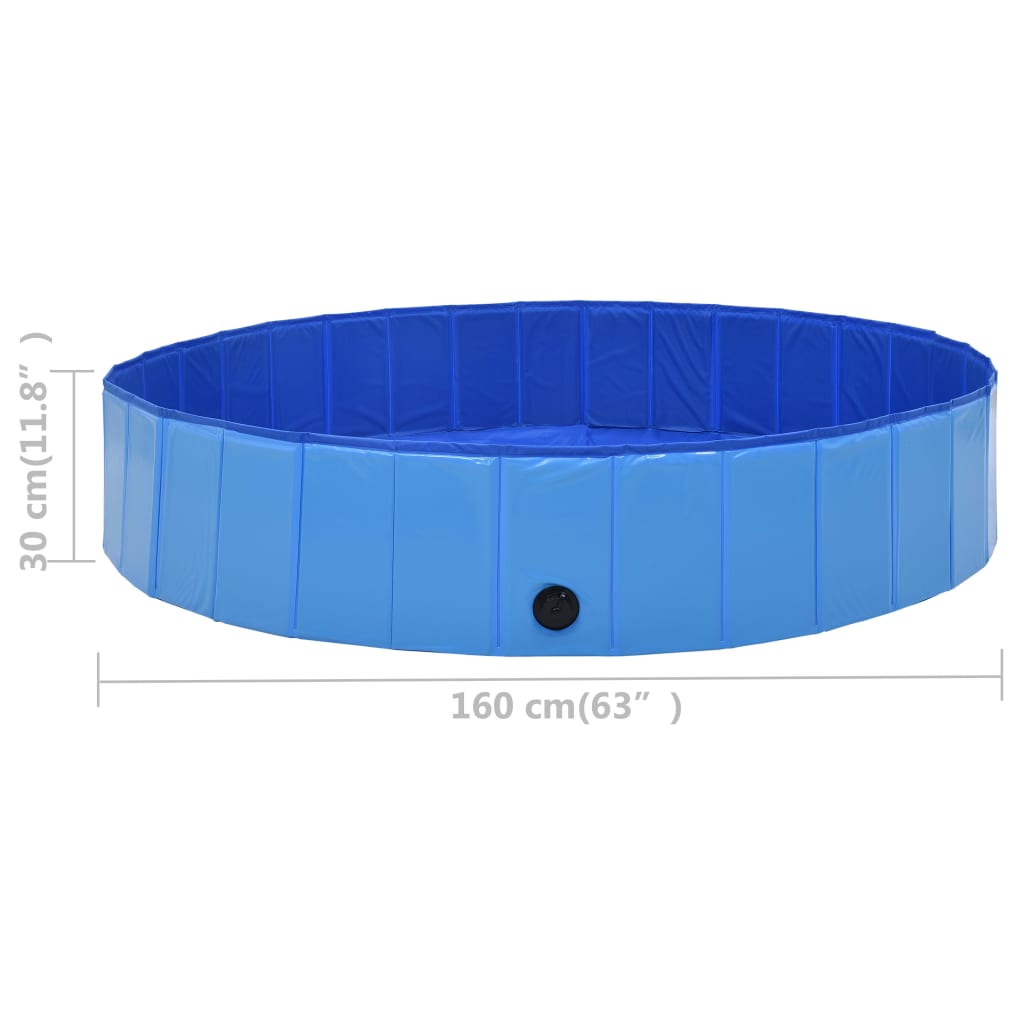 Piscine pliable et résistante bleu pour chiens en PVC - 160x30 cm