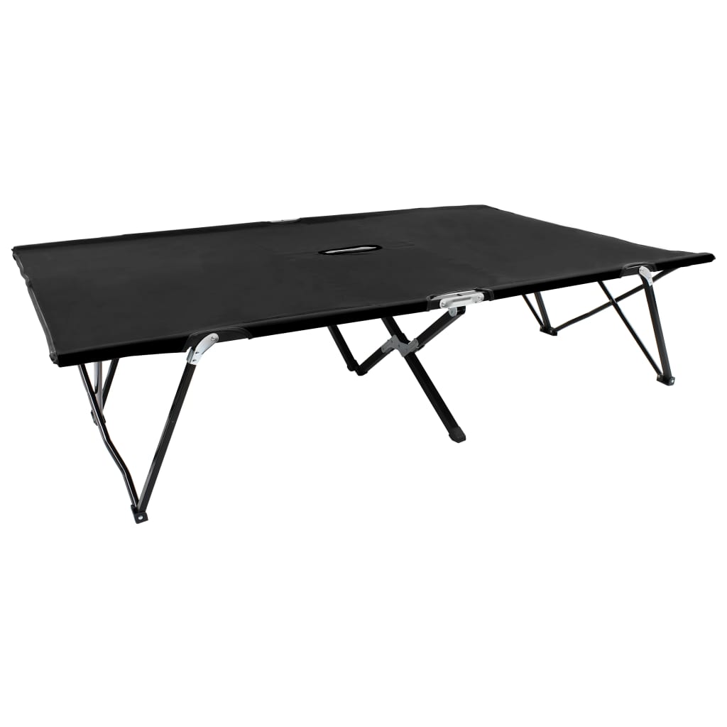 

vidaXL Two Person Folding Sun Lounger Black Steel