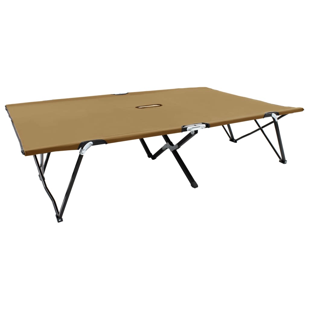 

vidaXL Two Person Folding Sun Lounger Taupe Steel