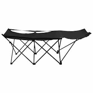 vidaXL Espregui&ccedil;adeira/cama dobr&aacute;vel a&ccedil;o preto