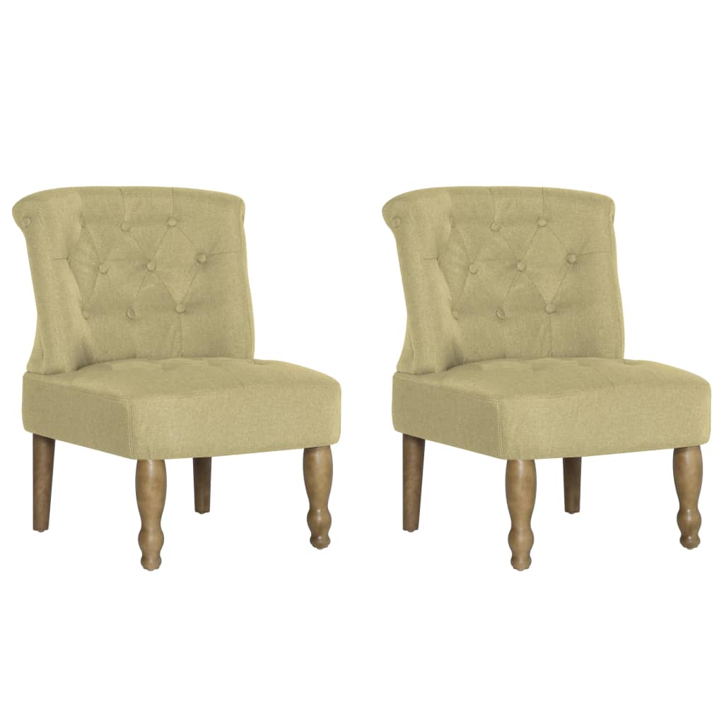 

vidaXL French Chairs 2 pcs Green Fabric