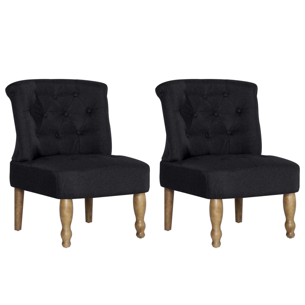 

vidaXL French Chairs 2 pcs Black Fabric