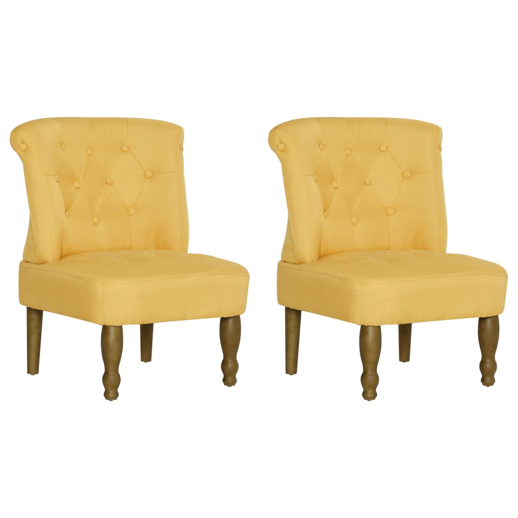 

vidaXL French Chairs 2 pcs Yellow Fabric