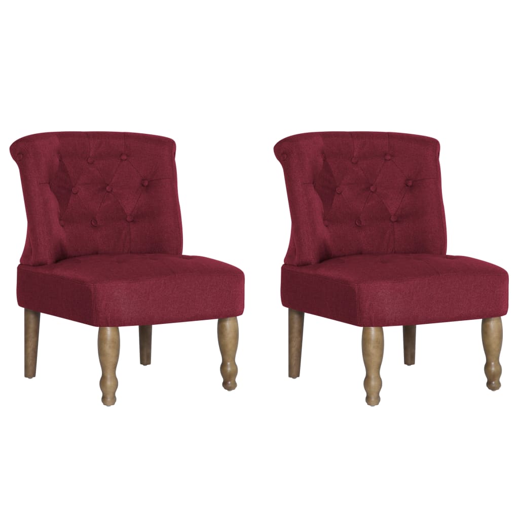 

vidaXL French Chairs 2 pcs Wine Red Fabric