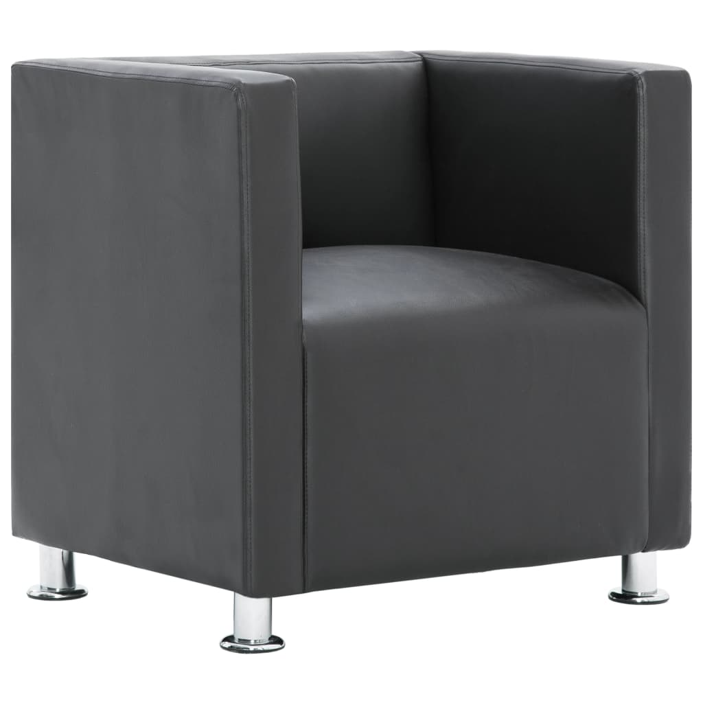 Image of vidaXL Cube Armchair Gray Faux Leather