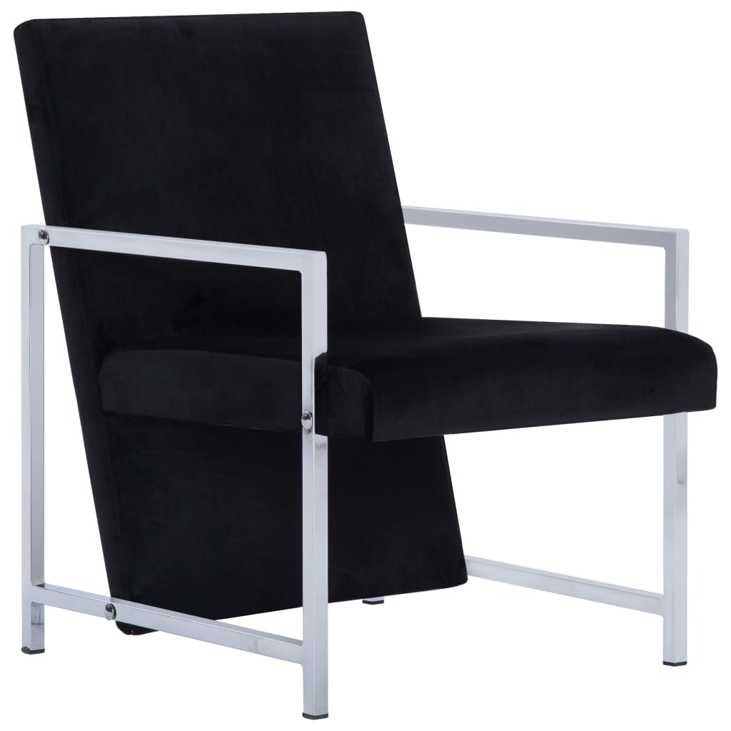 VidaXL Fauteuil Avec Pieds Chromés Noir Velours