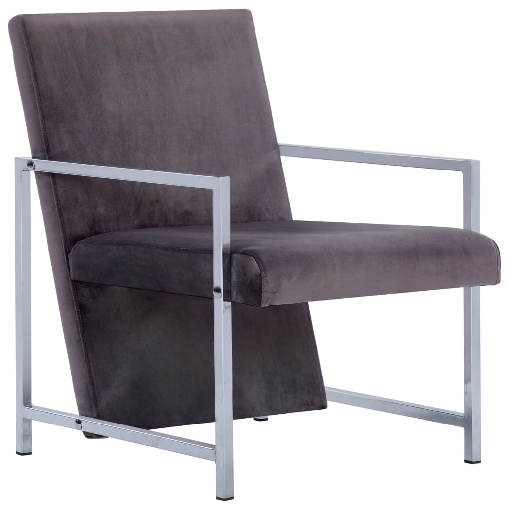 

vidaXL Armchair with Chrome Feet Dark Gray Velvet