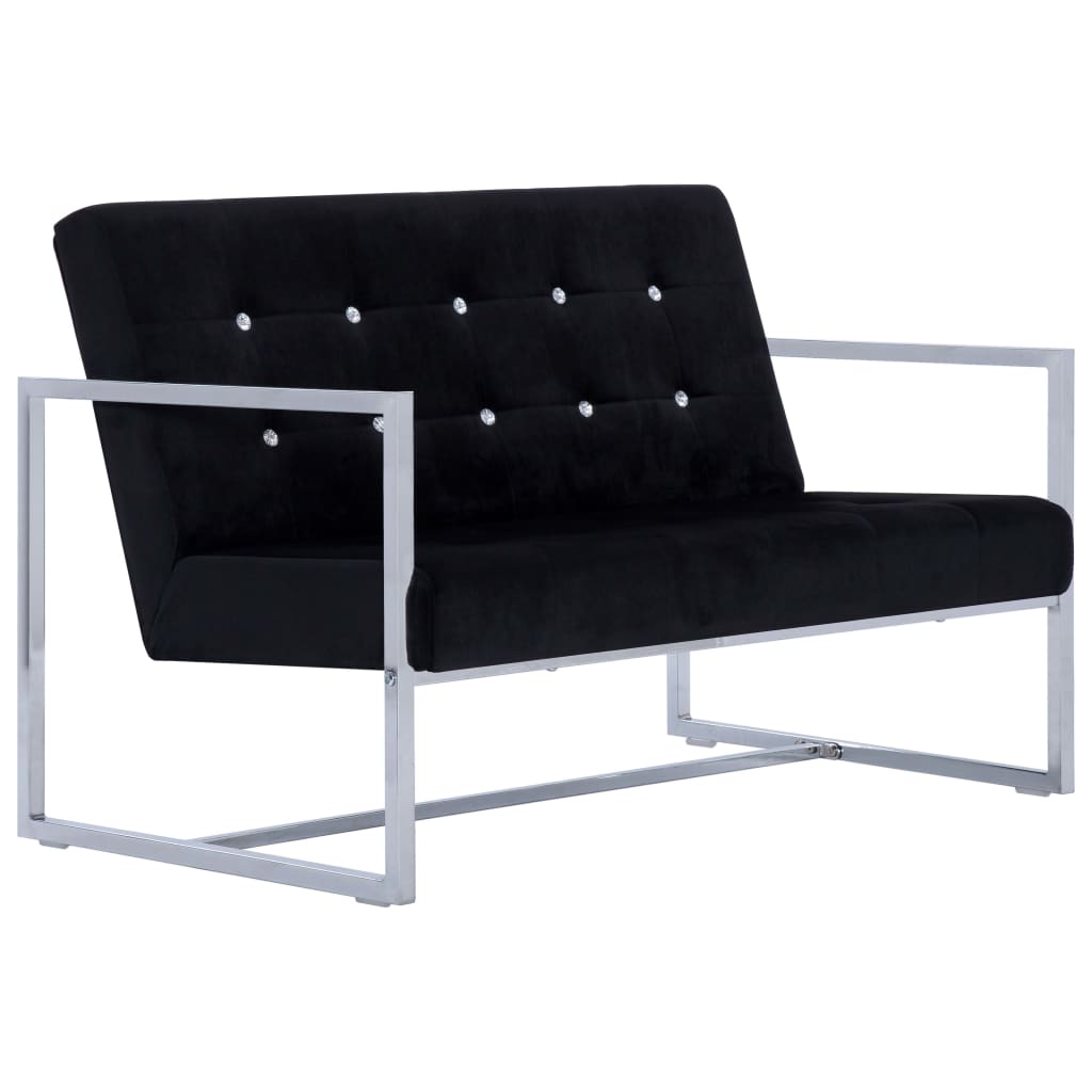 VidaXL 2-Seater Sofa With Armrests Black Chrome And Velvet