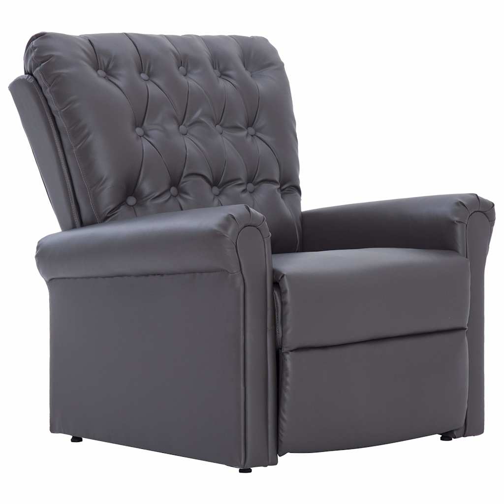 Reclining Chair Gray Faux Leather Medium Reclining Chair