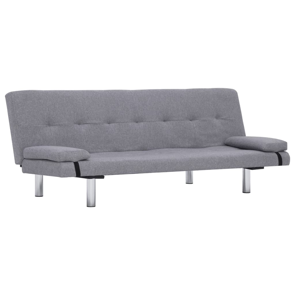 

vidaXL Sofa Bed with Two Pillows Light Gray Fabric