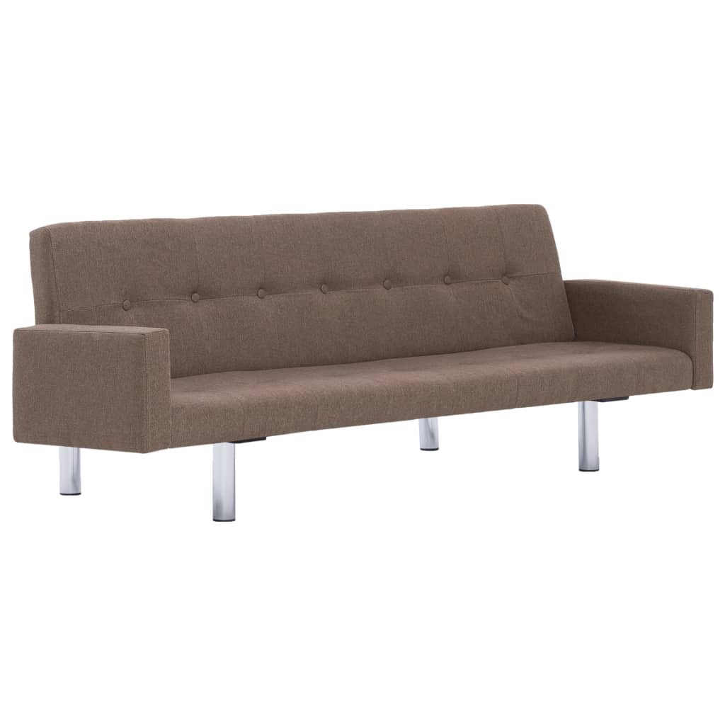 

vidaXL Sofa Bed with Armrest Brown Fabric