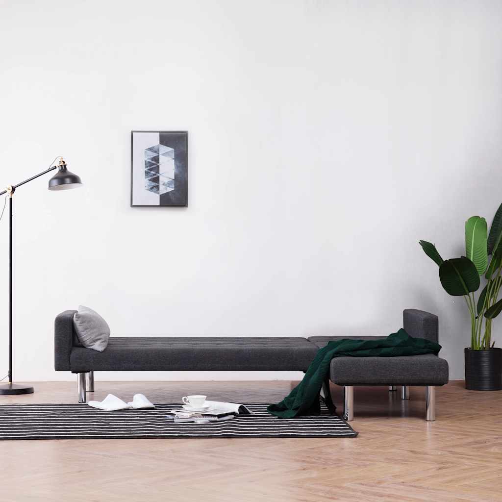 Thumbnail - vidaXL Schlafsofa in L-Form Dunkelgrau Polyester
