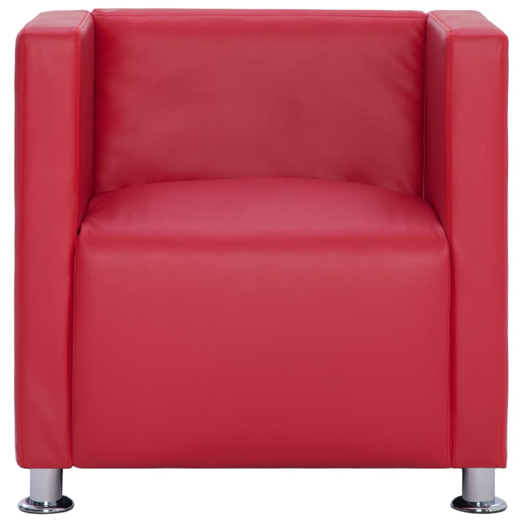 vidaXL Cube Armchair Red Faux Leather