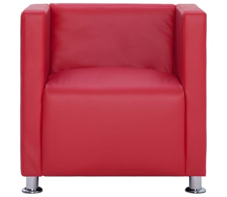 vidaXL Cube Armchair Red Faux Leather