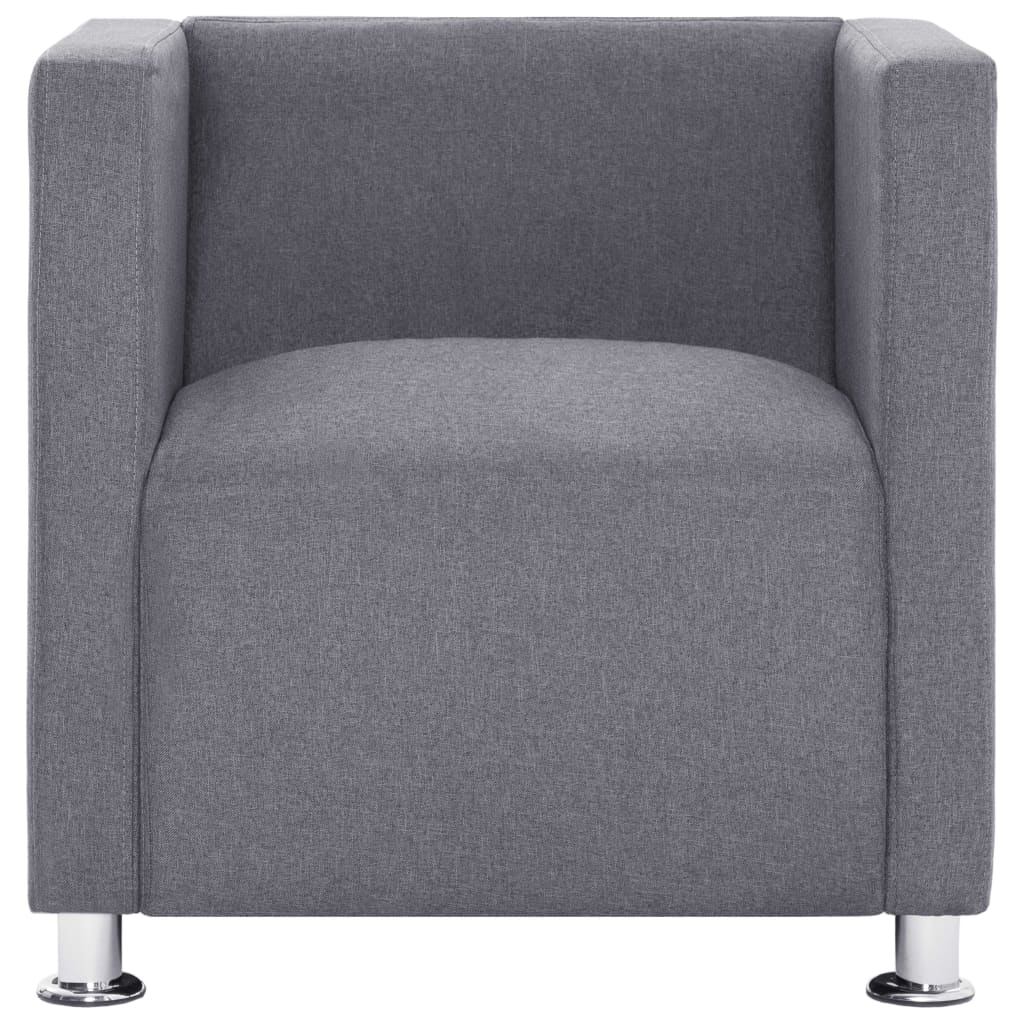 vidaXL Cube Armchair Light Grey Fabric