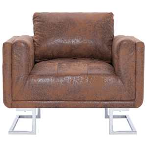 vidaXL Cube Armchair Brown Faux Suede Leather