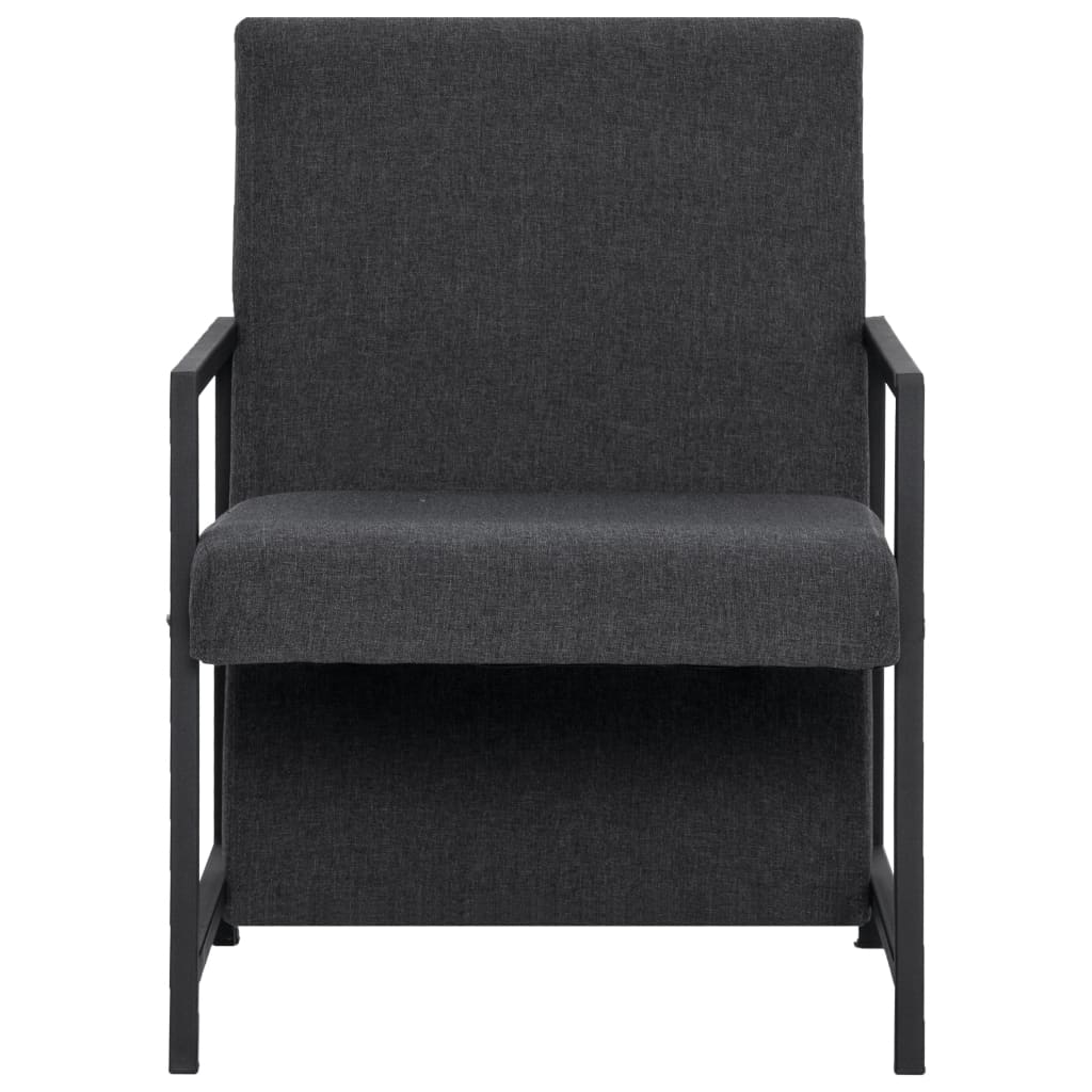 vidaXL Armchair with Chrome Feet Dark Grey Fabric