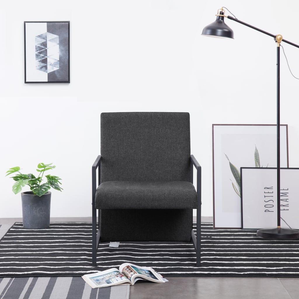 Armchair with Chrome Feet Dark Grey Fabric – Itz Coming Home