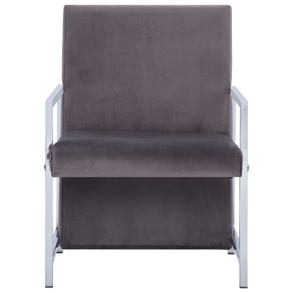 vidaXL Armchair with Chrome Feet Dark grey Velvet