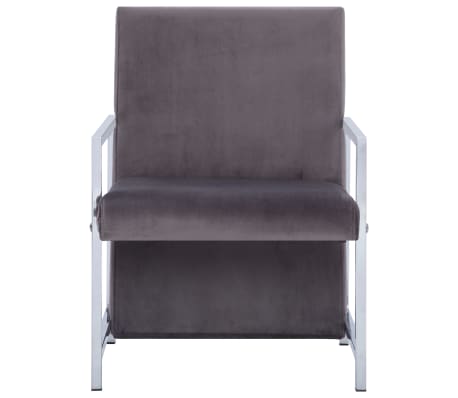 vidaXL Armchair with Chrome Feet Dark grey Velvet
