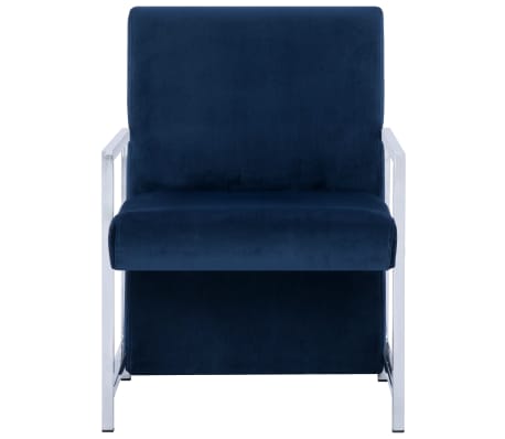 vidaXL Armchair with Chrome Feet Blue Velvet