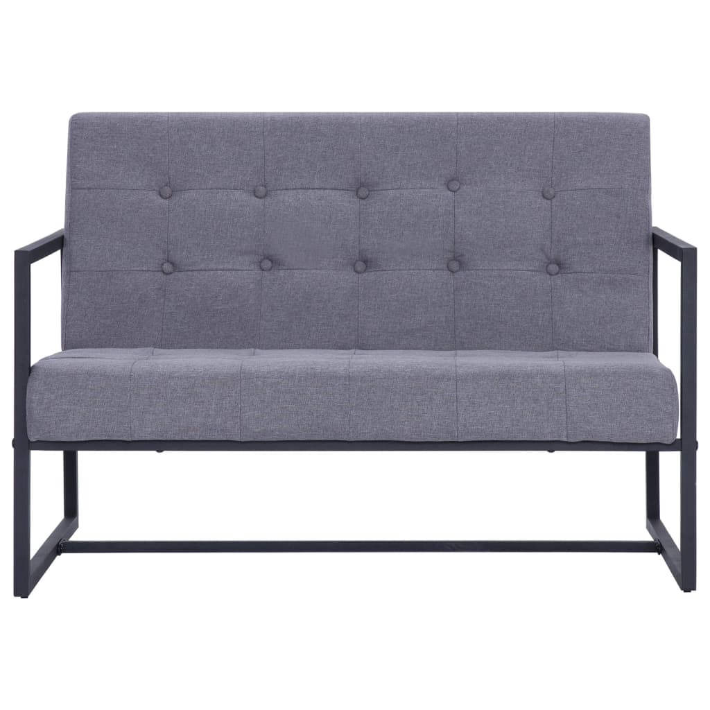 vidaXL Sofa 2-seter med armlener lysegrå stål og stoff