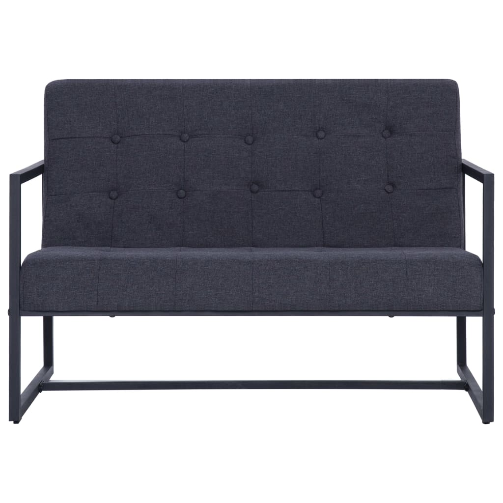 vidaXL 2-Seater Sofa with Armrests Dark Grey Steel and Fabric