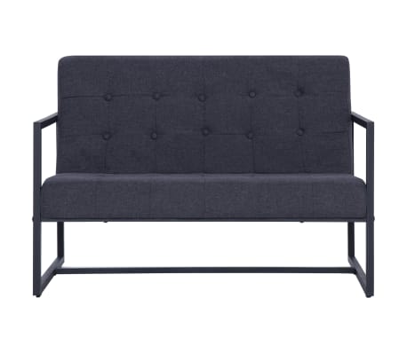 vidaXL 2-Seater Sofa with Armrests Dark Grey Steel and Fabric
