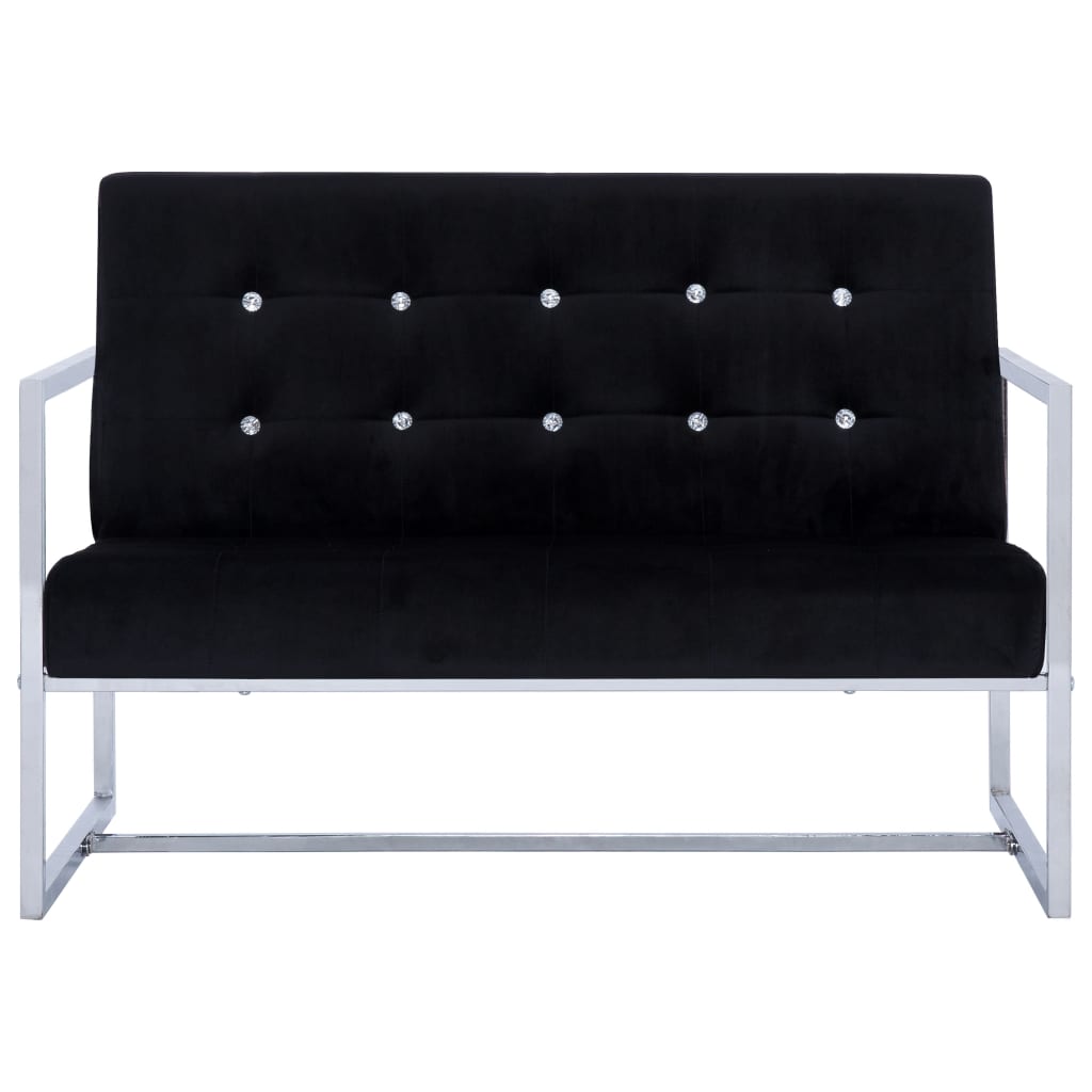 vidaXL 2-seters sofa med armlene svart krom og fløyel